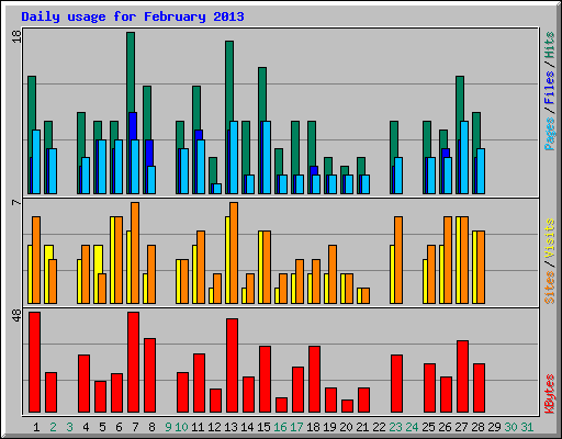 Daily usage for February 2013