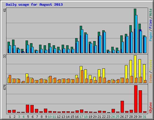 Daily usage for August 2013