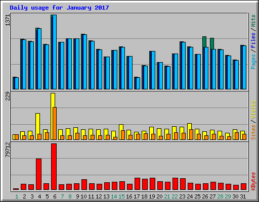 Daily usage for January 2017