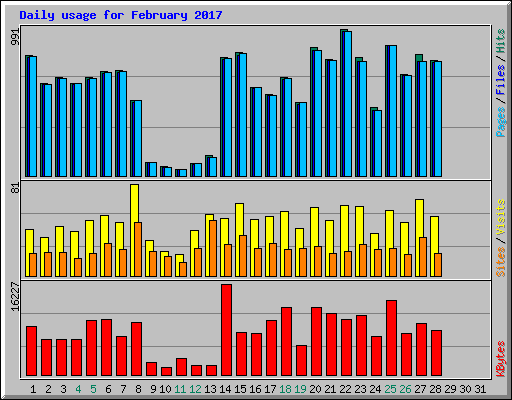 Daily usage for February 2017