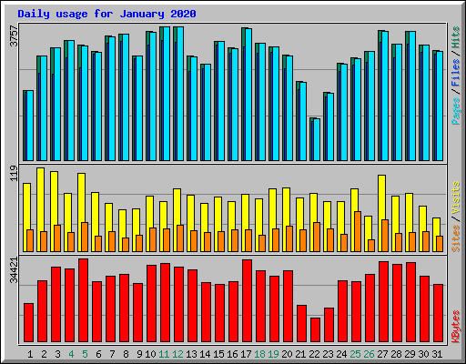 Daily usage for January 2020