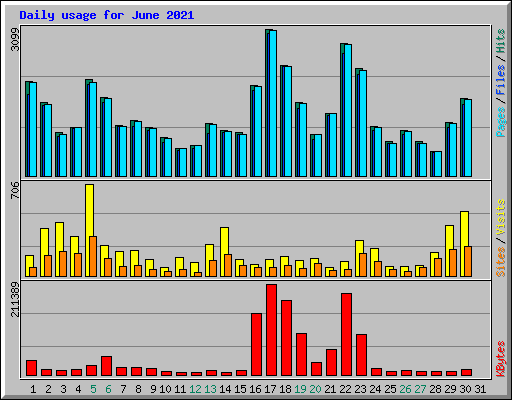 Daily usage for June 2021