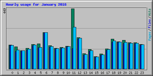 Hourly usage for January 2016