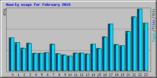 Hourly usage for February 2019